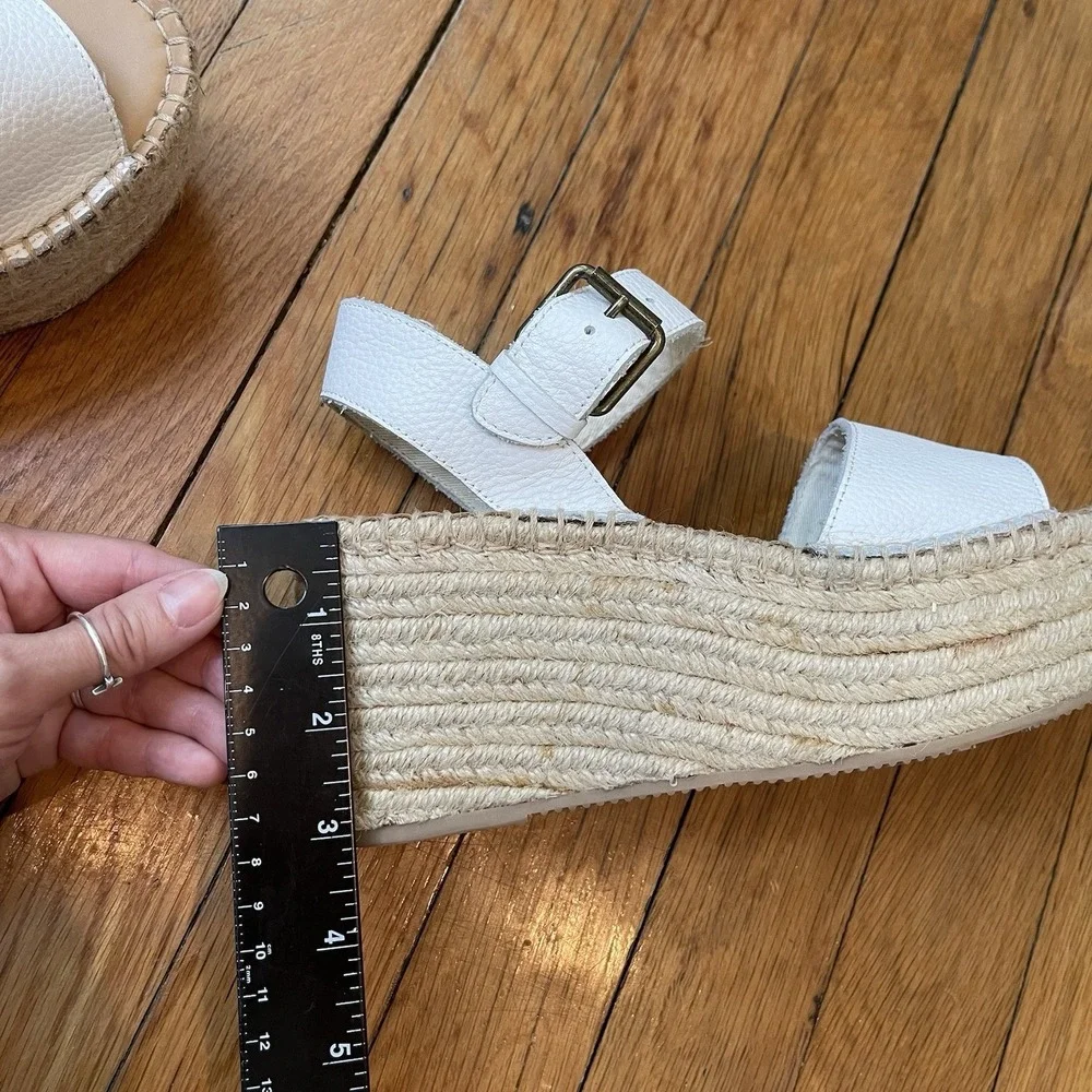 Soludos Minorca Women's 6 High Platform Espadrille Sandals White Leather Ankle